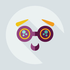 Flat modern design with shadow icons bespectacled smiley