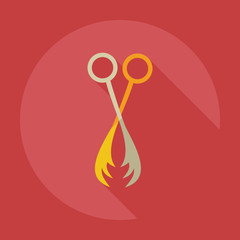 Flat modern design with shadow icons thinning scissors