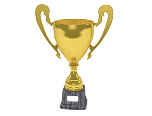 Golden Isolated 3D Trophy.