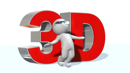 3D Text and 3D People with glasses