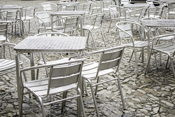 Metal tables and chairs