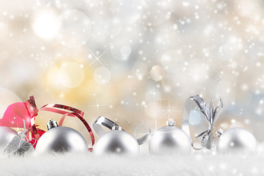 Decorative christmas background with snow.