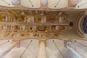 The ceiling with the murals of the abbey Saint Savin in France, a World Heritage Site