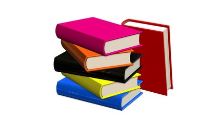 colored books Stack on white background