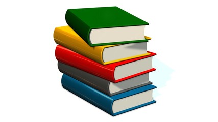 colored books Stack on white background
