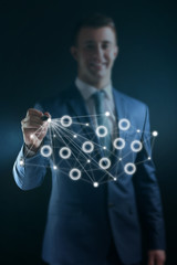Businessman with social network structure