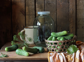 Still life with cucumbers