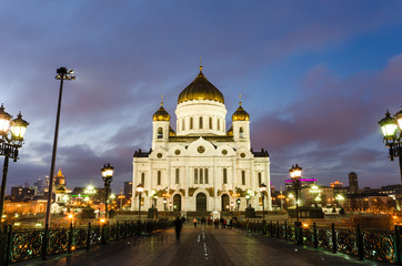 Fototapeta na wymiar Orthodox church of Christ the Savior at twilight, Moscow, Russia
