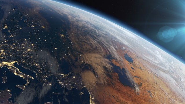 Europe at night. Extremely detailed image, including elements furnished by NASA. 3d animation with some light sources, reflections and post-processing. Earth maps courtesy of NASA.