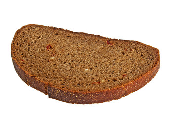Slice of fresh rye bread isolated on white background