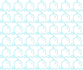 Little blue kit on waves. White background vector seamless pattern