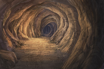 Inside a stone cave - obrazy, fototapety, plakaty
