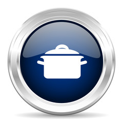 cook cirle glossy dark blue web icon on white background