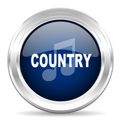 music country cirle glossy dark blue web icon on white background