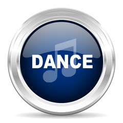 dance music cirle glossy dark blue web icon on white background