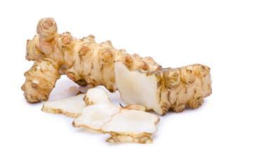 Jerusalem artichoke on a white background