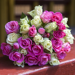 Bridal beautiful romantic bouquet of various flowers