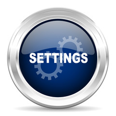 settings cirle glossy dark blue web icon on white background