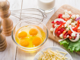 Omelette ingredients.