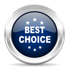 best choice cirle glossy dark blue web icon on white background
