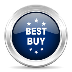 best buy cirle glossy dark blue web icon on white background