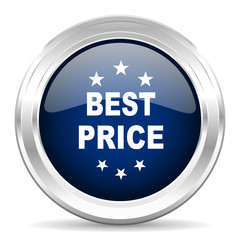best price cirle glossy dark blue web icon on white background