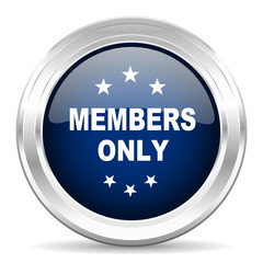 members only cirle glossy dark blue web icon on white background