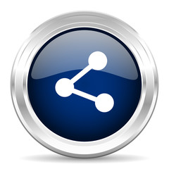 share cirle glossy dark blue web icon on white background