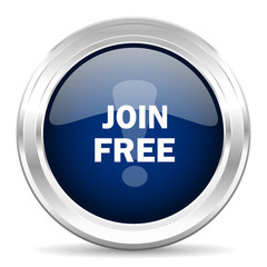 join free cirle glossy dark blue web icon on white background