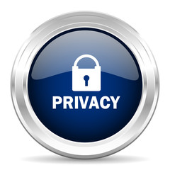 privacy cirle glossy dark blue web icon on white background