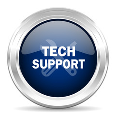 technical support cirle glossy dark blue web icon on white background