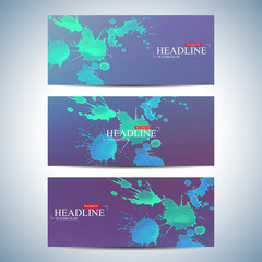 Set of watercolor horizontal backgrounds. Modern page website