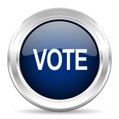 vote cirle glossy dark blue web icon on white background