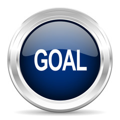 goal cirle glossy dark blue web icon on white background