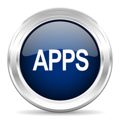apps cirle glossy dark blue web icon on white background