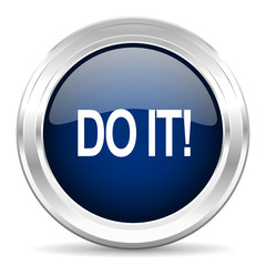 do it cirle glossy dark blue web icon on white background