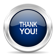 thank you cirle glossy dark blue web icon on white background