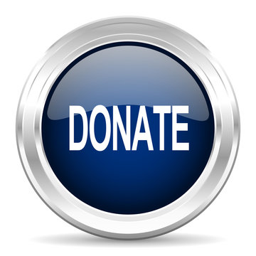 donate cirle glossy dark blue web icon on white background