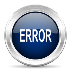 error cirle glossy dark blue web icon on white background