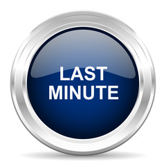 last minute cirle glossy dark blue web icon on white background