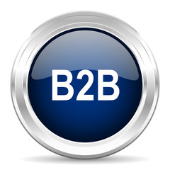 b2b cirle glossy dark blue web icon on white background