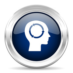 head cirle glossy dark blue web icon on white background
