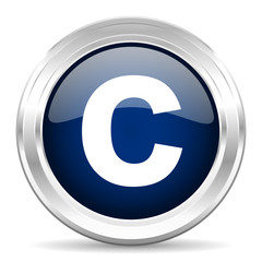 copyright cirle glossy dark blue web icon on white background