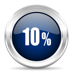 10 percent cirle glossy dark blue web icon on white background
