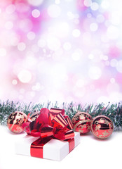 Beautiful Christmas holiday decorations. New Year's Eve. Festive Christmas decorations. Christmas background