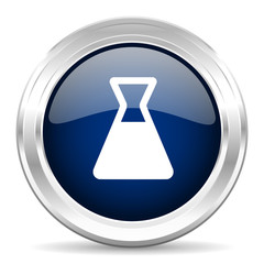 laboratory cirle glossy dark blue web icon on white background