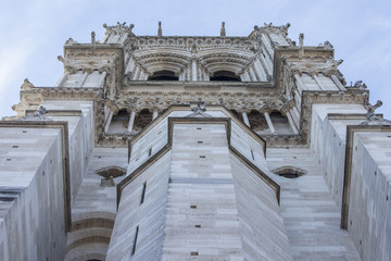 PARIS, FRANCE, on AUGUST 30, 2015. Architectural details of Notre-Dame de Paris. Notre-Dame de...