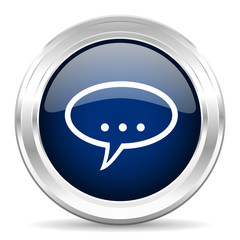 forum cirle glossy dark blue web icon on white background