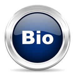 bio cirle glossy dark blue web icon on white background