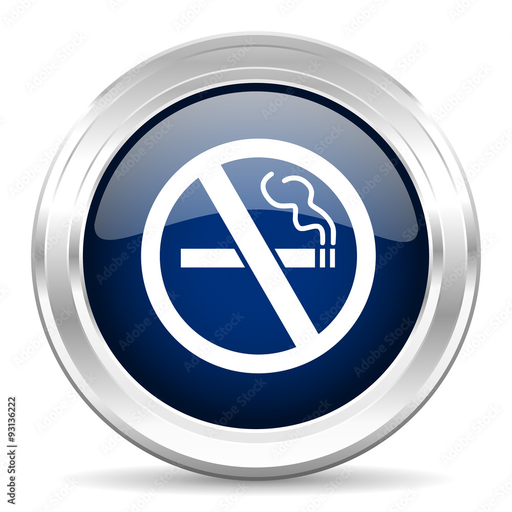 Wall mural no smoking cirle glossy dark blue web icon on white background